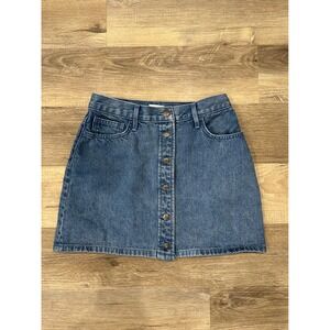Wilfred Free Aritzia Denim Mini Skirt Button Front Medium Wash Size 4 100290